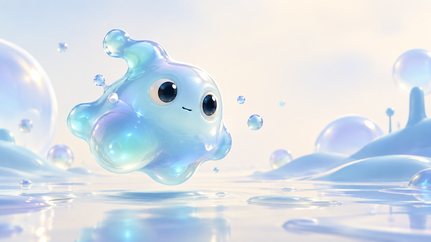 Gloop floating in a dreamy liquid world