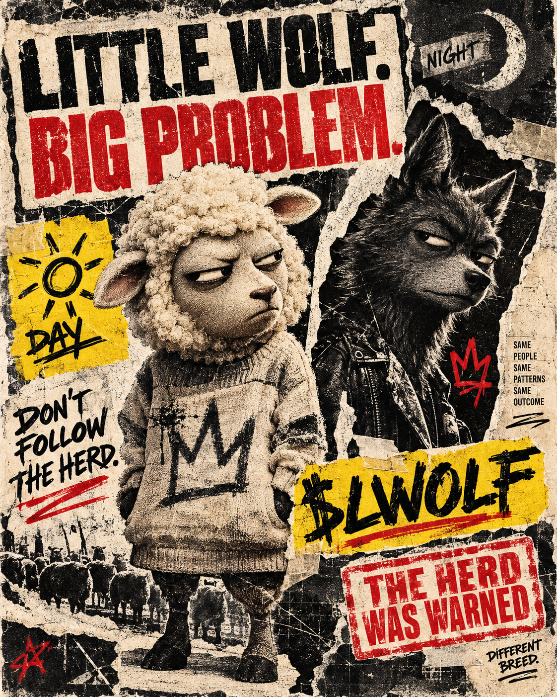 LWOLF sheep and wolf campaign artwork