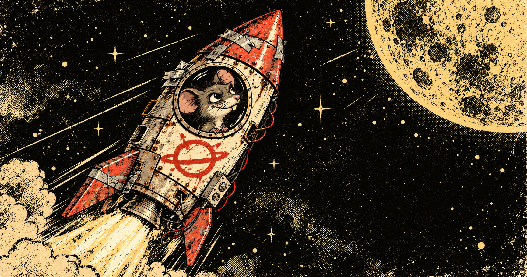 MOONRAT rocket and moon world