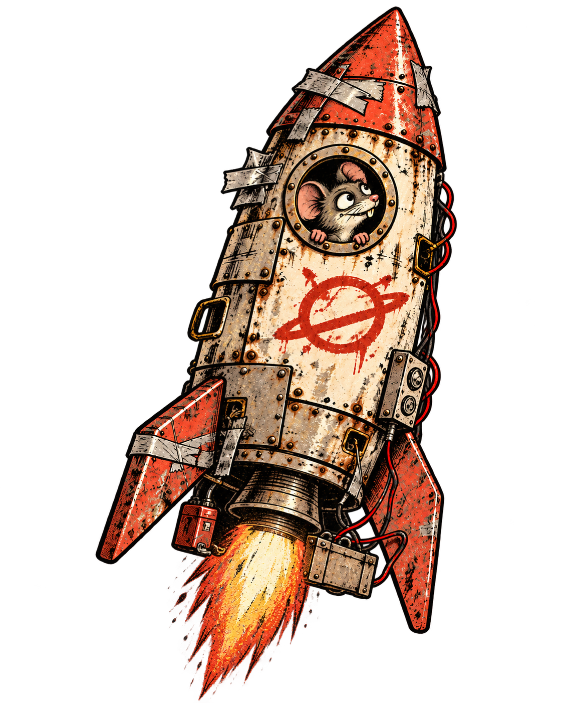 MoonRat flying in the rocket